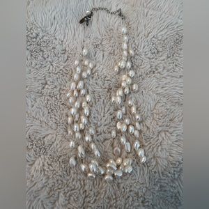 Lia Sophia White Multi Strand Short Necklace